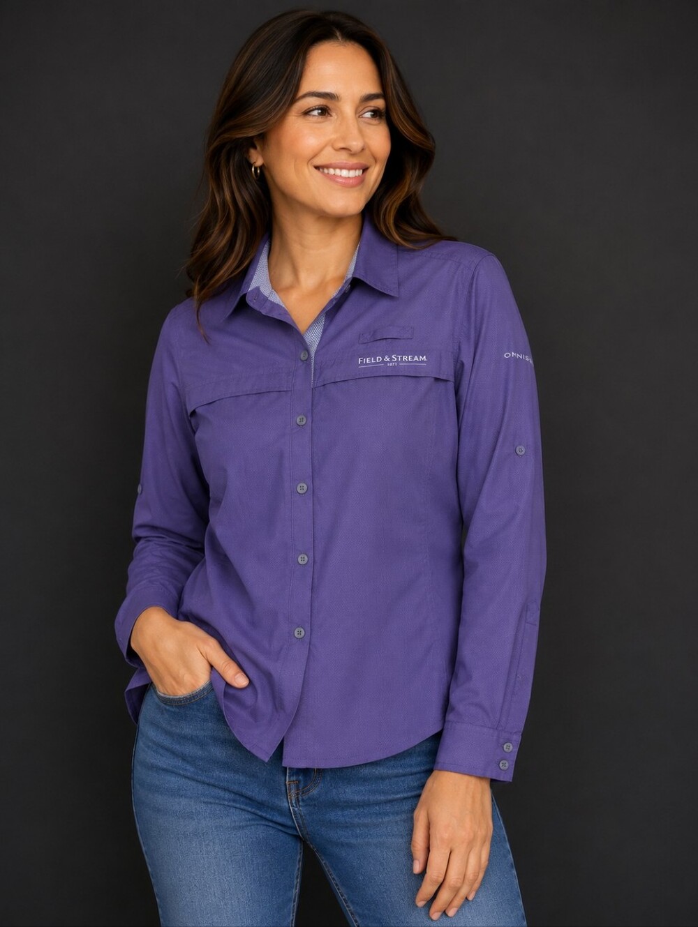 Field & Stream Women Purple Long-Sleeve Outdoor Shirt Jacket Size L
